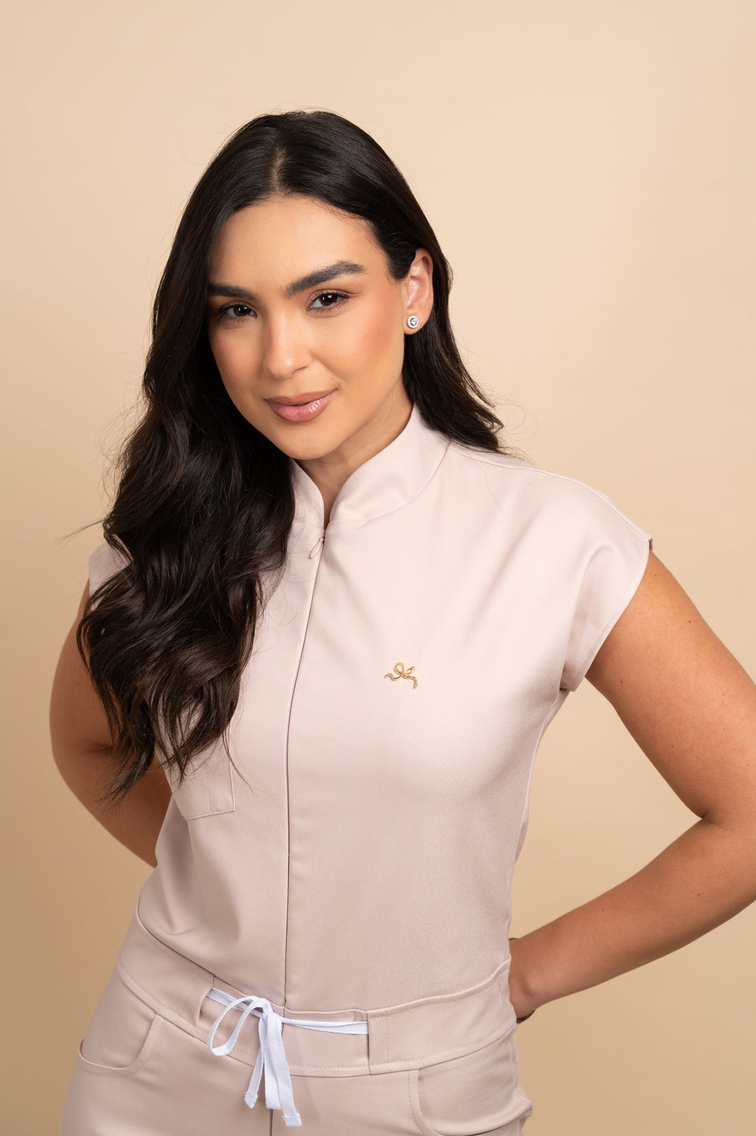 Alexia nude medical jumpsuit with adjustable waist