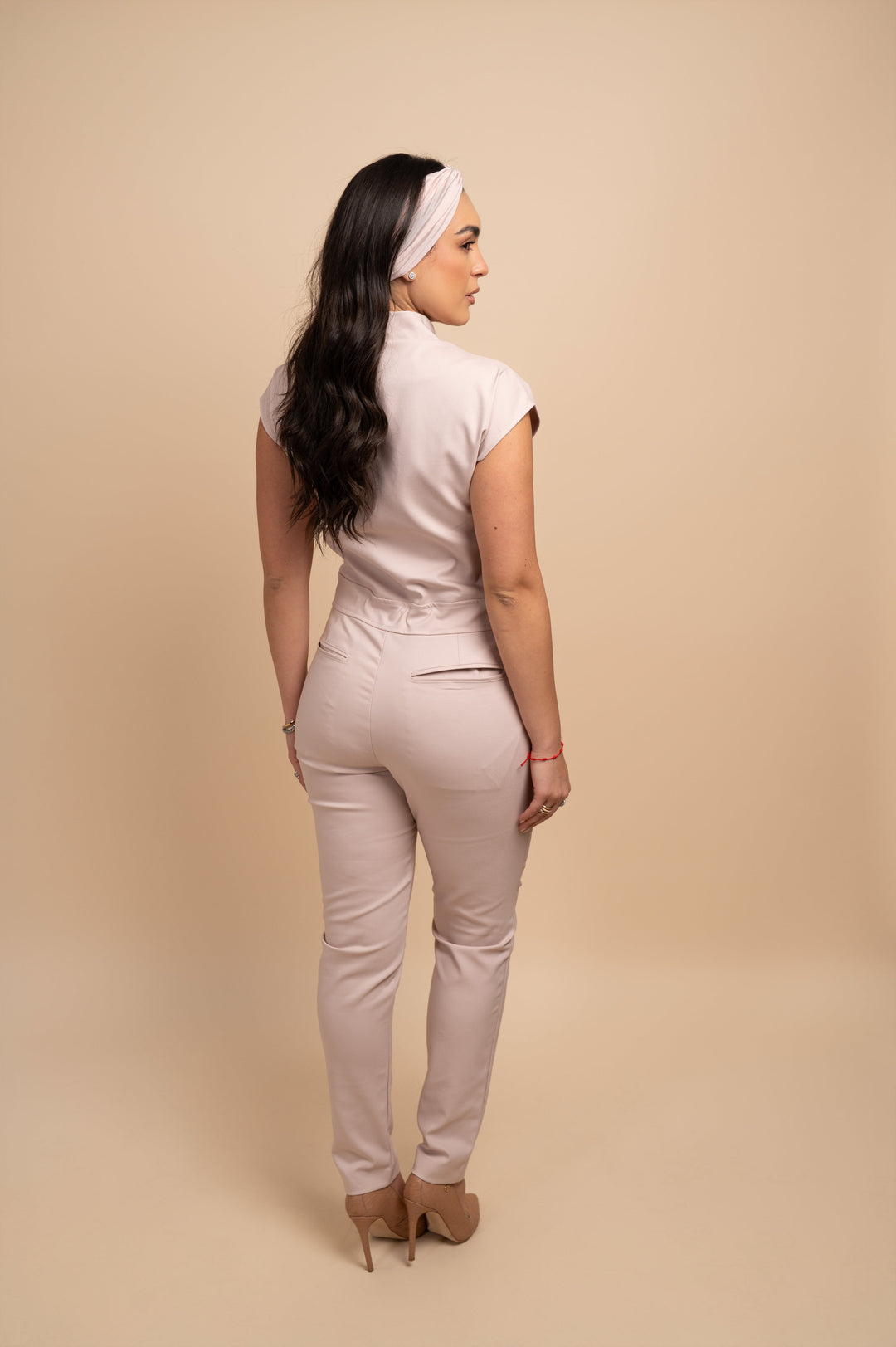 Alexia women's scrub jumpsuit in nude back detail