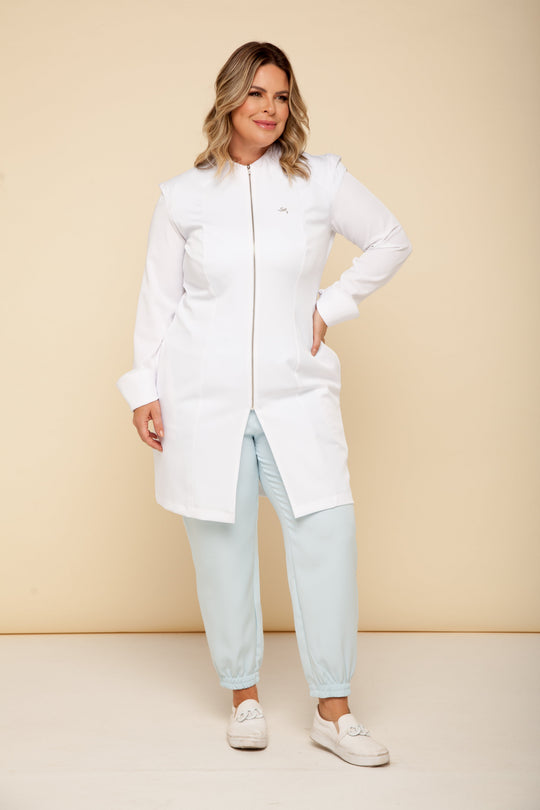 Elegant women’s white lab coat by Le Petit Scrubs