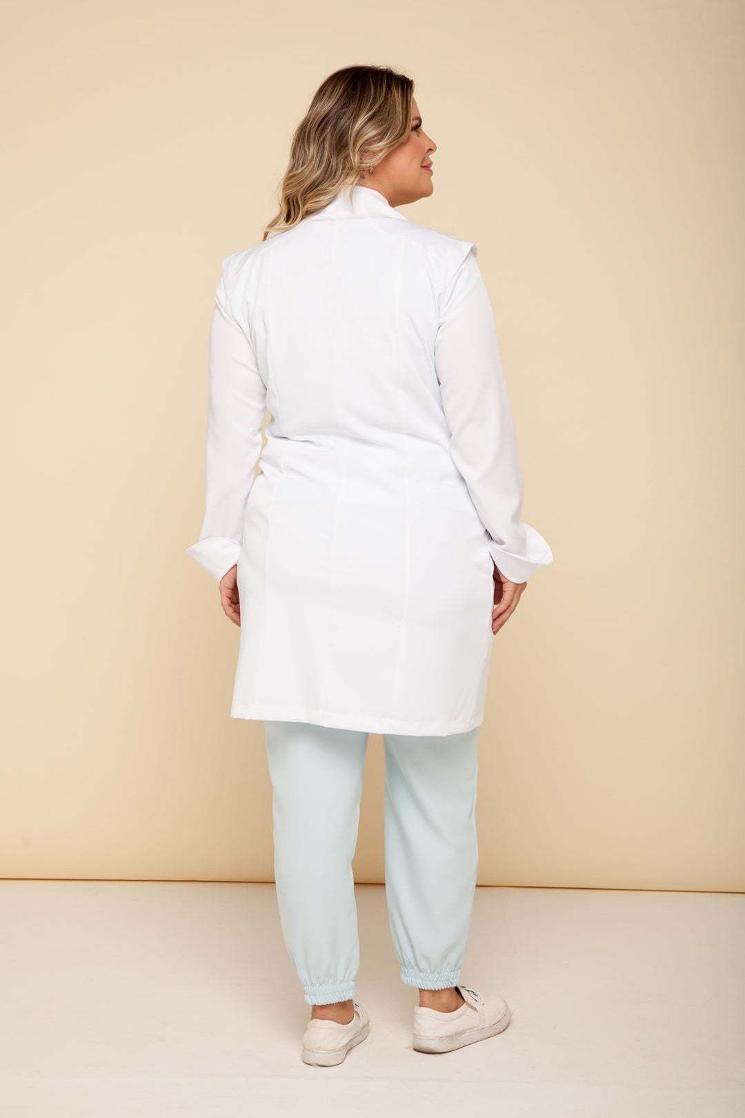 Brigitte women’s white medical coat with refined details