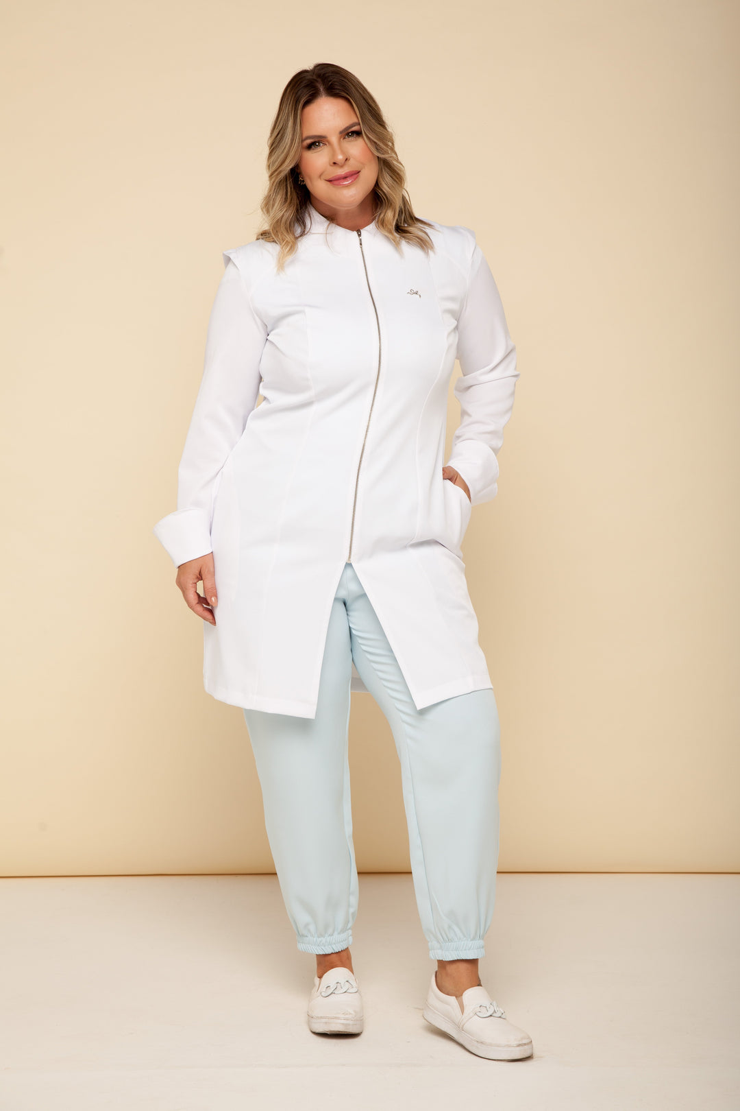 Elegant women’s white lab coat