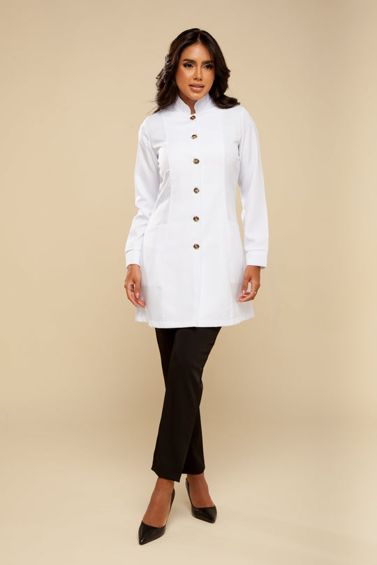 Women’s professional white lab coat with tailored silhouette