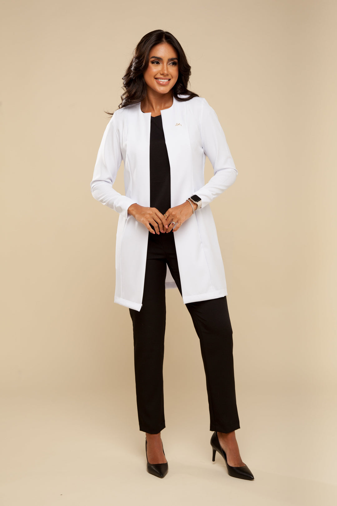 Eva white lab coat with functional side pockets