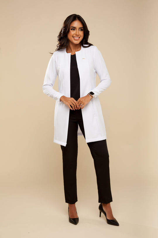 Eva white lab coat with functional side pockets