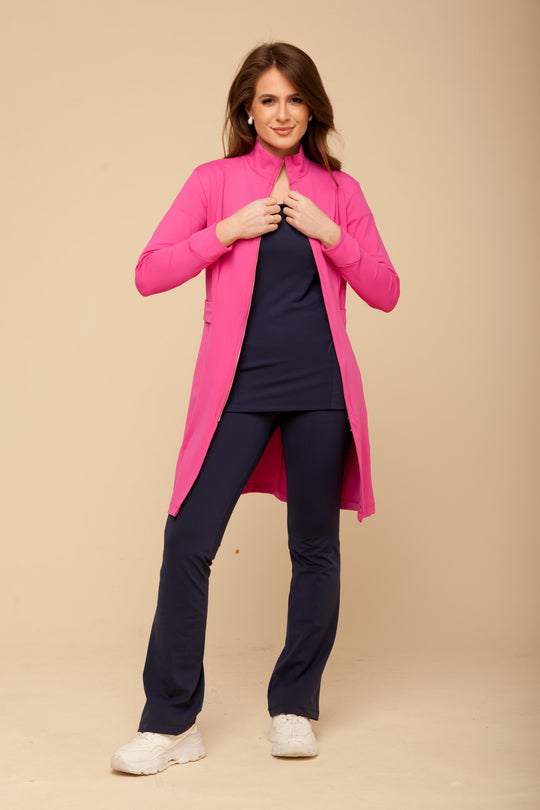 Performance pink lab coat for healthcare and wellness professionals
