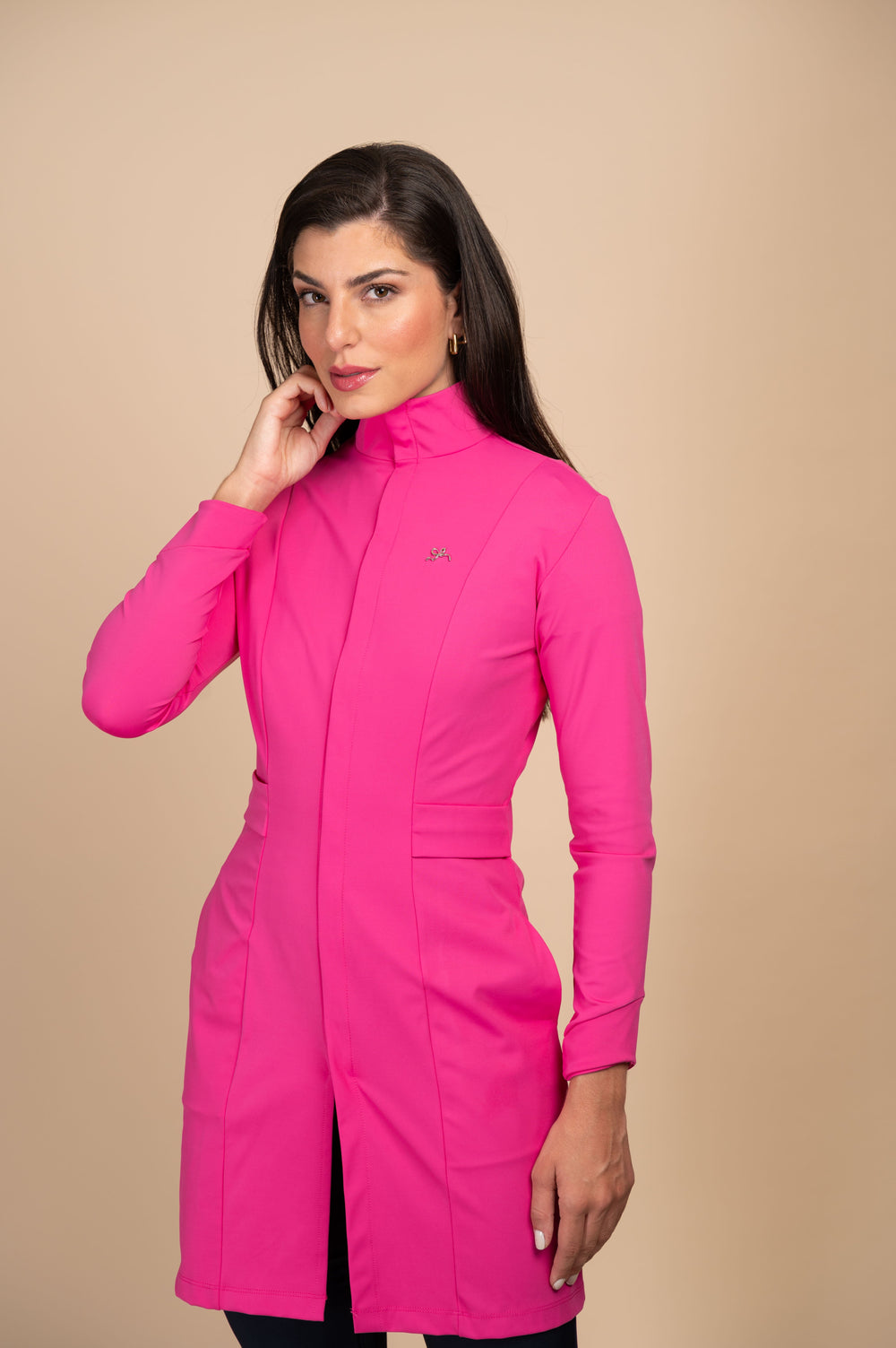 Women’s pink performance lab coat Maya with stretch fabric