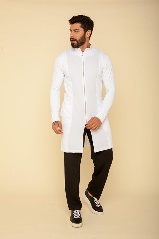 Professional men's white long sleeve lab coat by Le Petit Scrubs