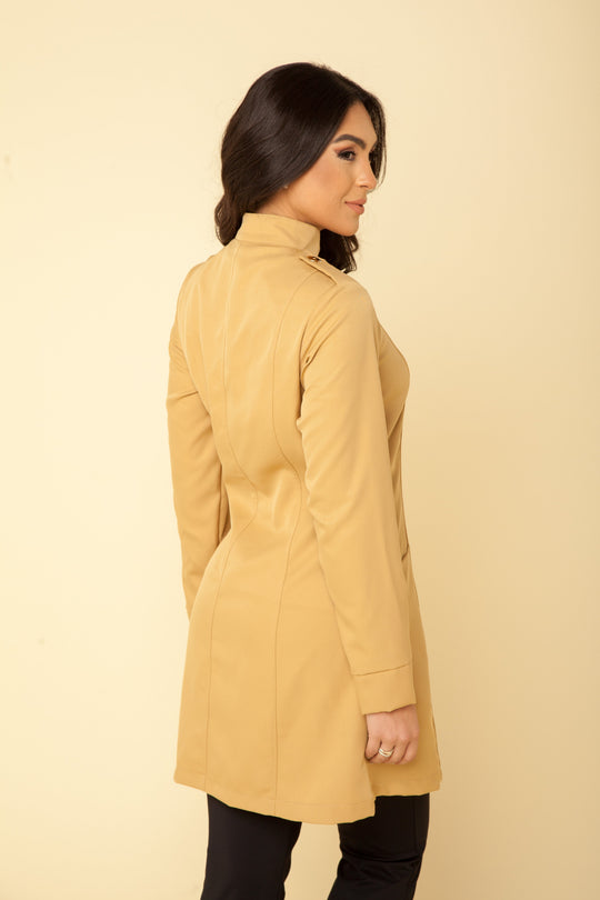 Professional camel lab coat for healthcare and wellness professionals