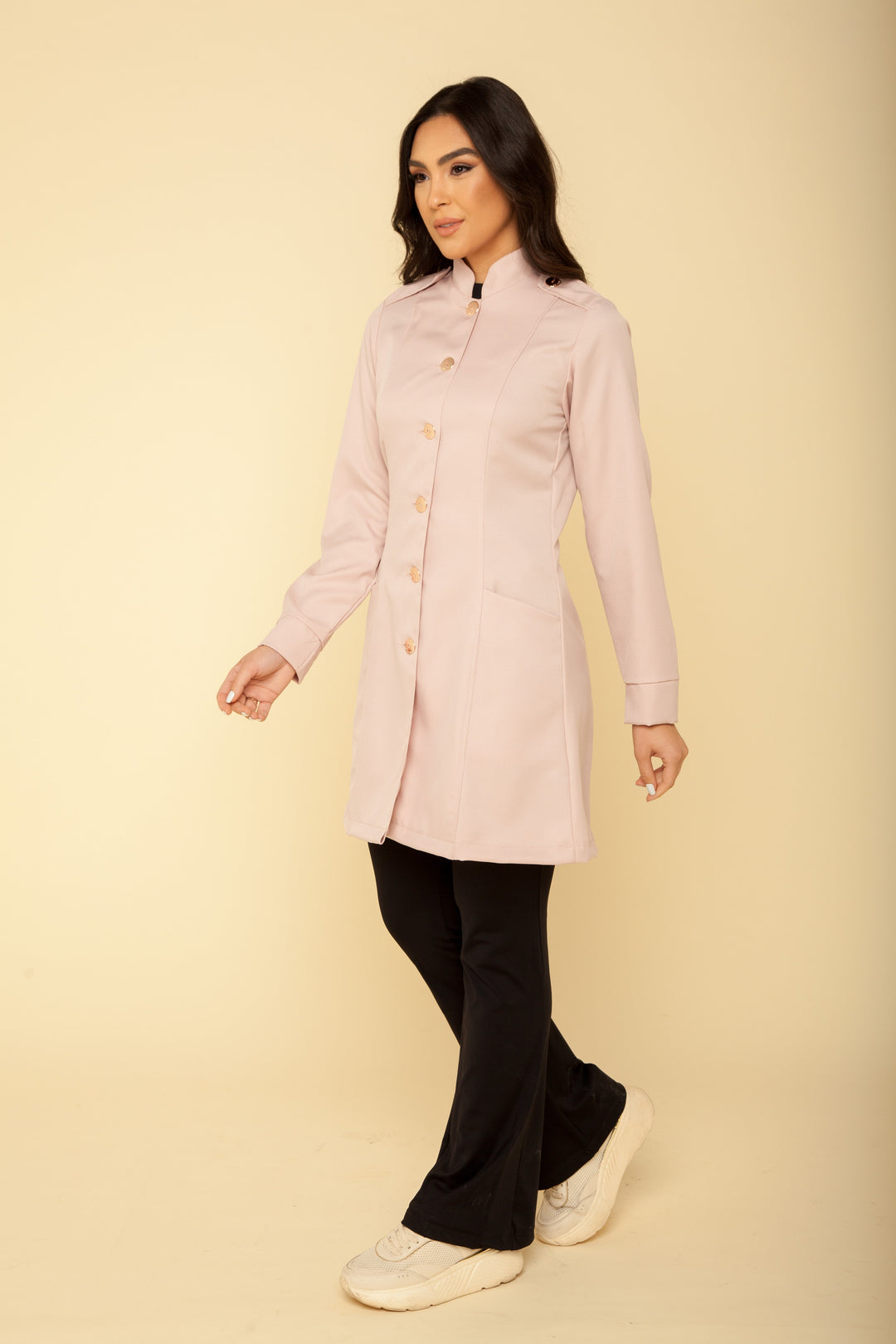 Paris women’s lab coat with refined button details