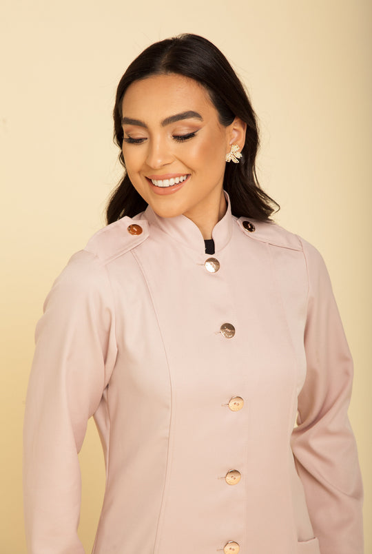 Women’s medical lab coat in blush with polished fit