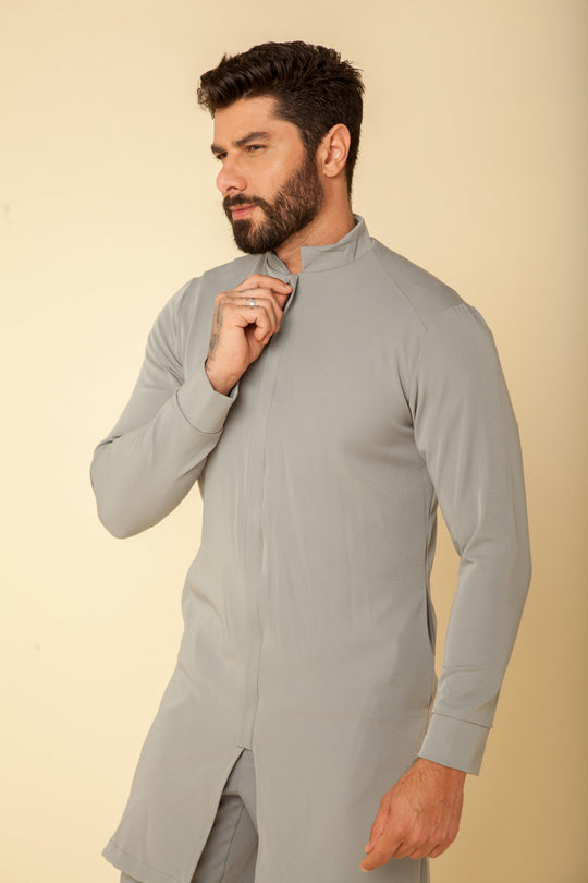 Men's stretch gabardine lab coat in gray