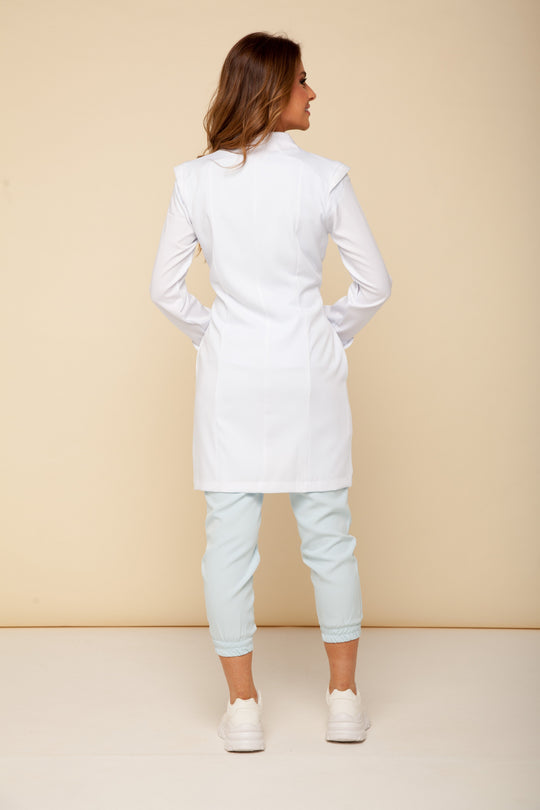 Women’s medical lab coat with tailored fit and polished design