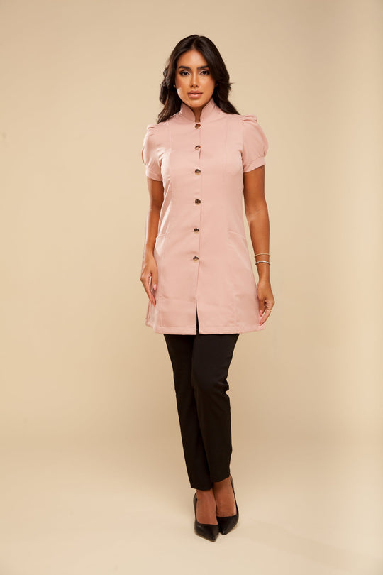 France Women's Rose Short Sleeve Lab Coat