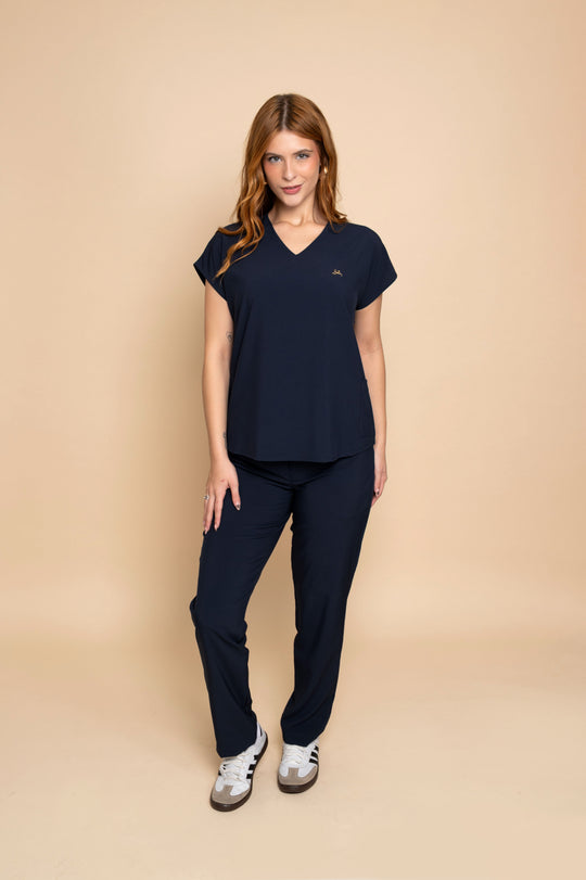 Conjunto de Uniforme Médico Performance Monise Azul Marino para Mujer