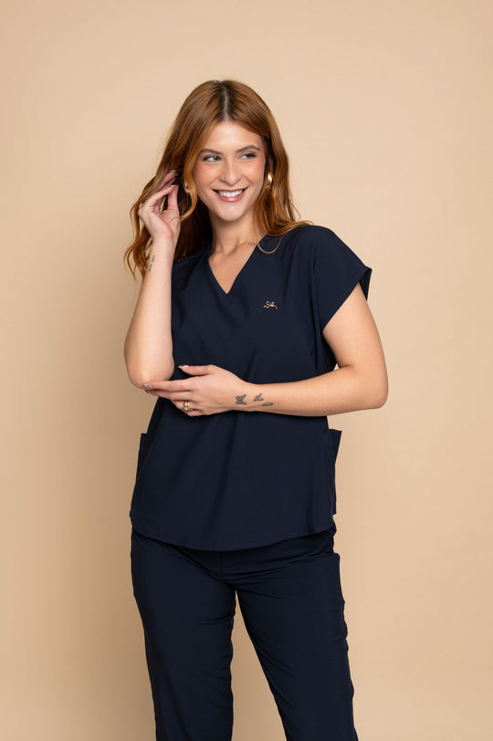 Conjunto de Uniforme Médico Performance Monise Azul Marino para Mujer