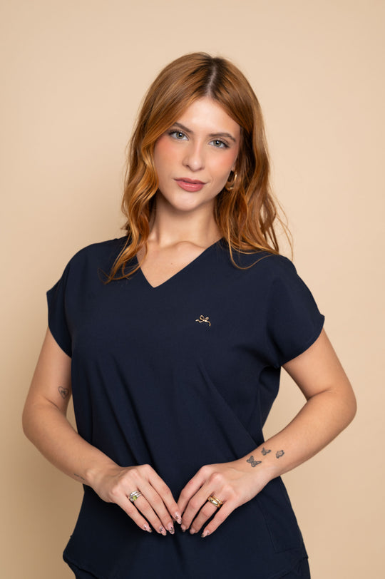 Conjunto de Uniforme Médico Performance Monise Azul Marino para Mujer