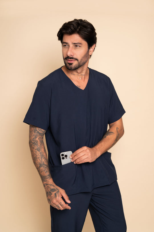 Conjunto de Uniforme Médico Nantes Azul Marino para Hombre
