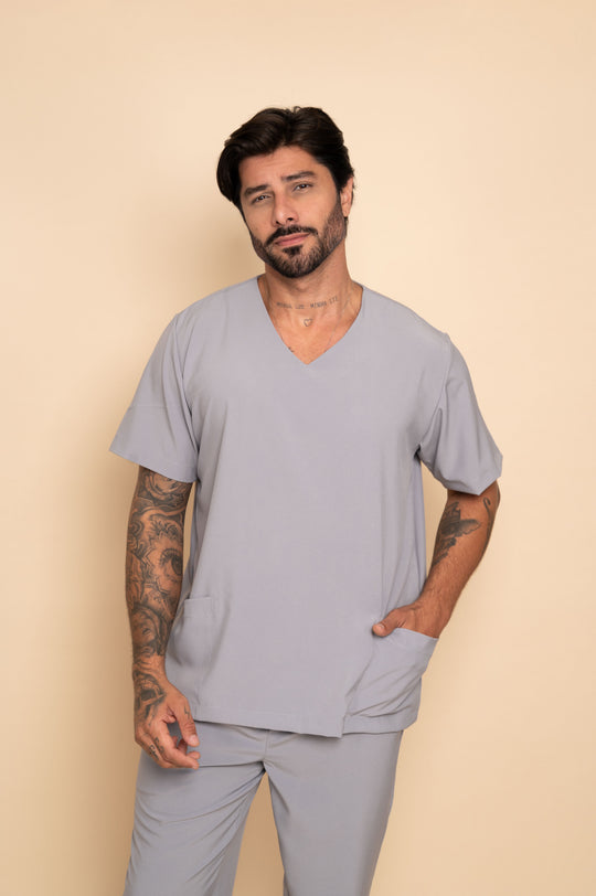 Nantes men's gray medical scrub set