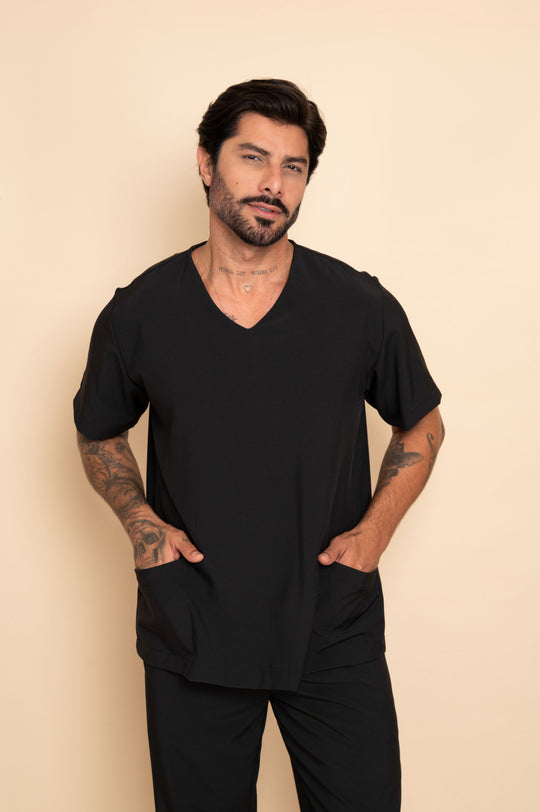 Nantes men's black medical scrub set