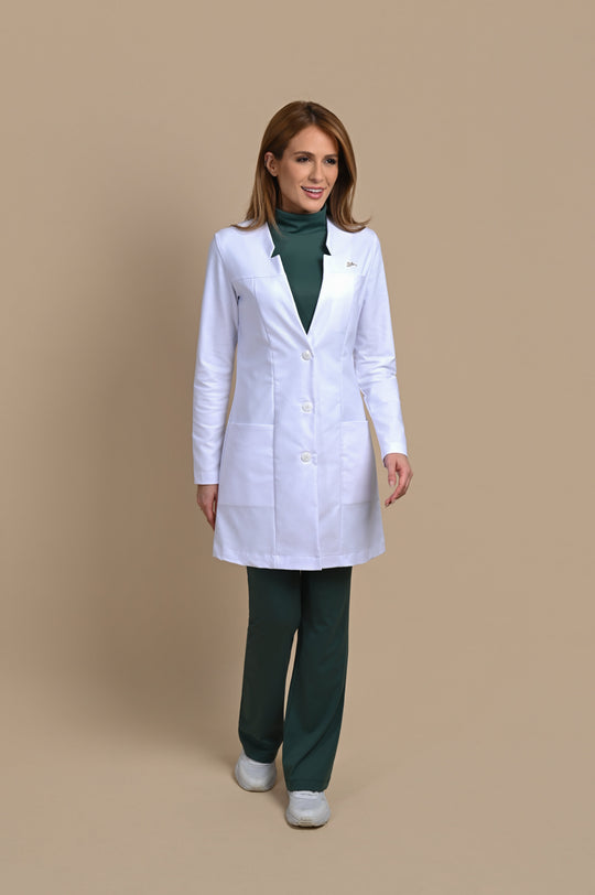 Chloe premium lab coat with classic white design