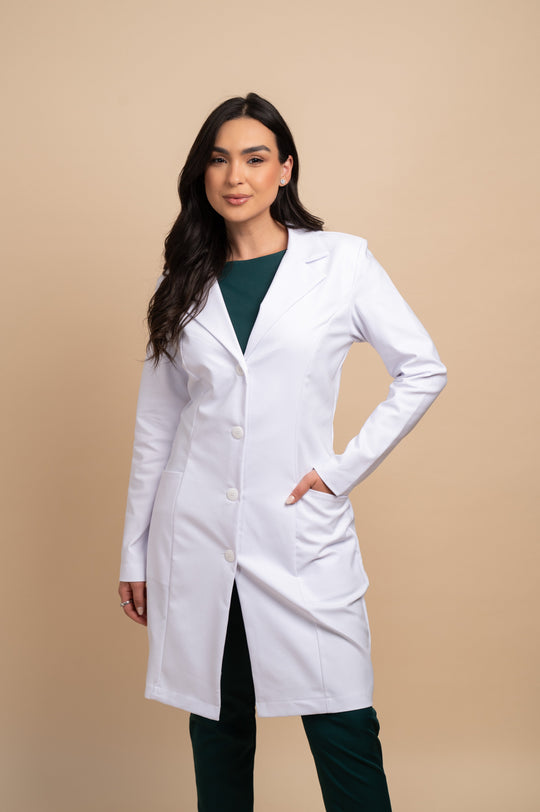 Nice women’s lab coat with structured shoulders and refined silhouette