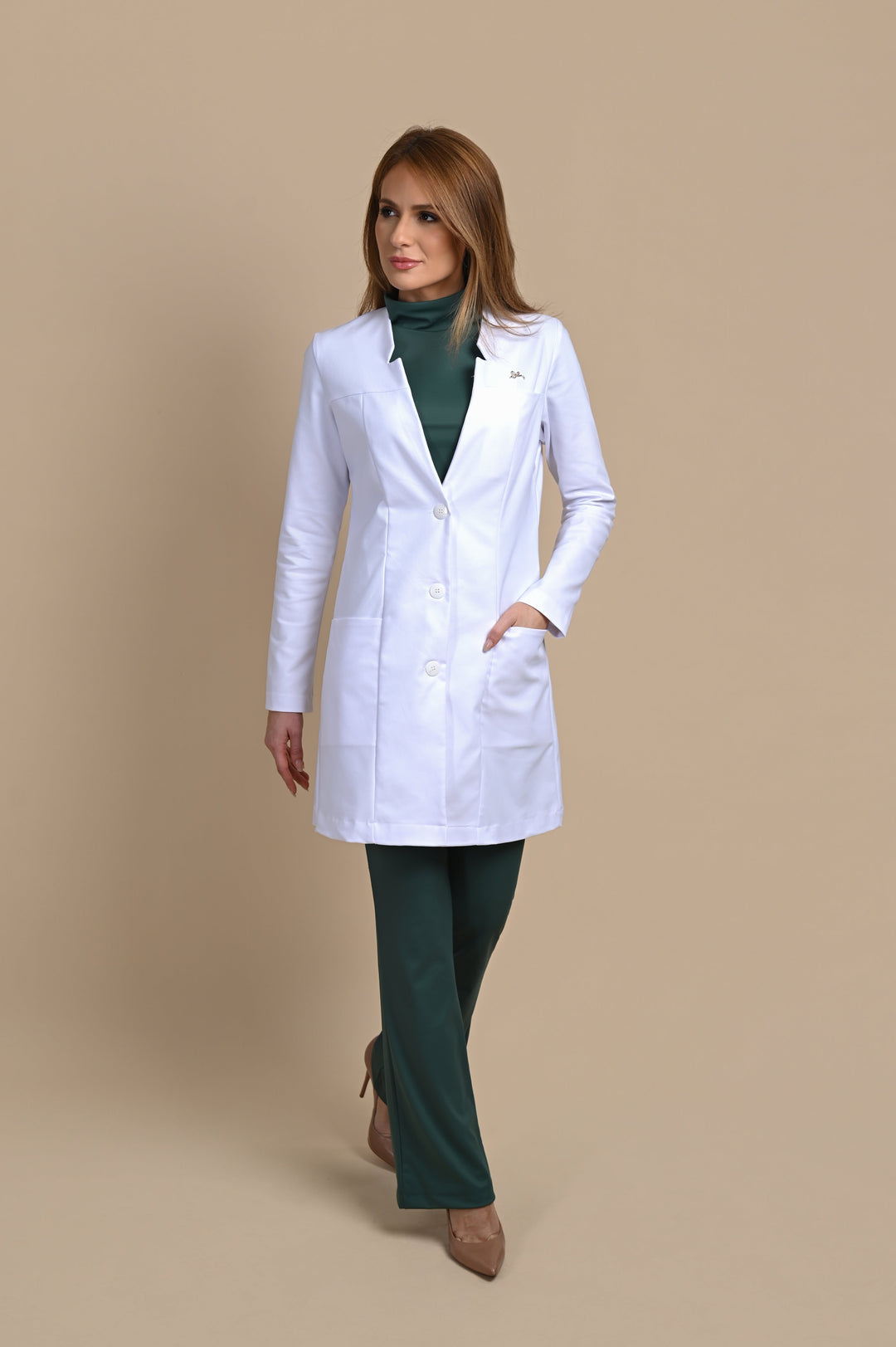 Women’s medical lab coat with elegant tailored fit