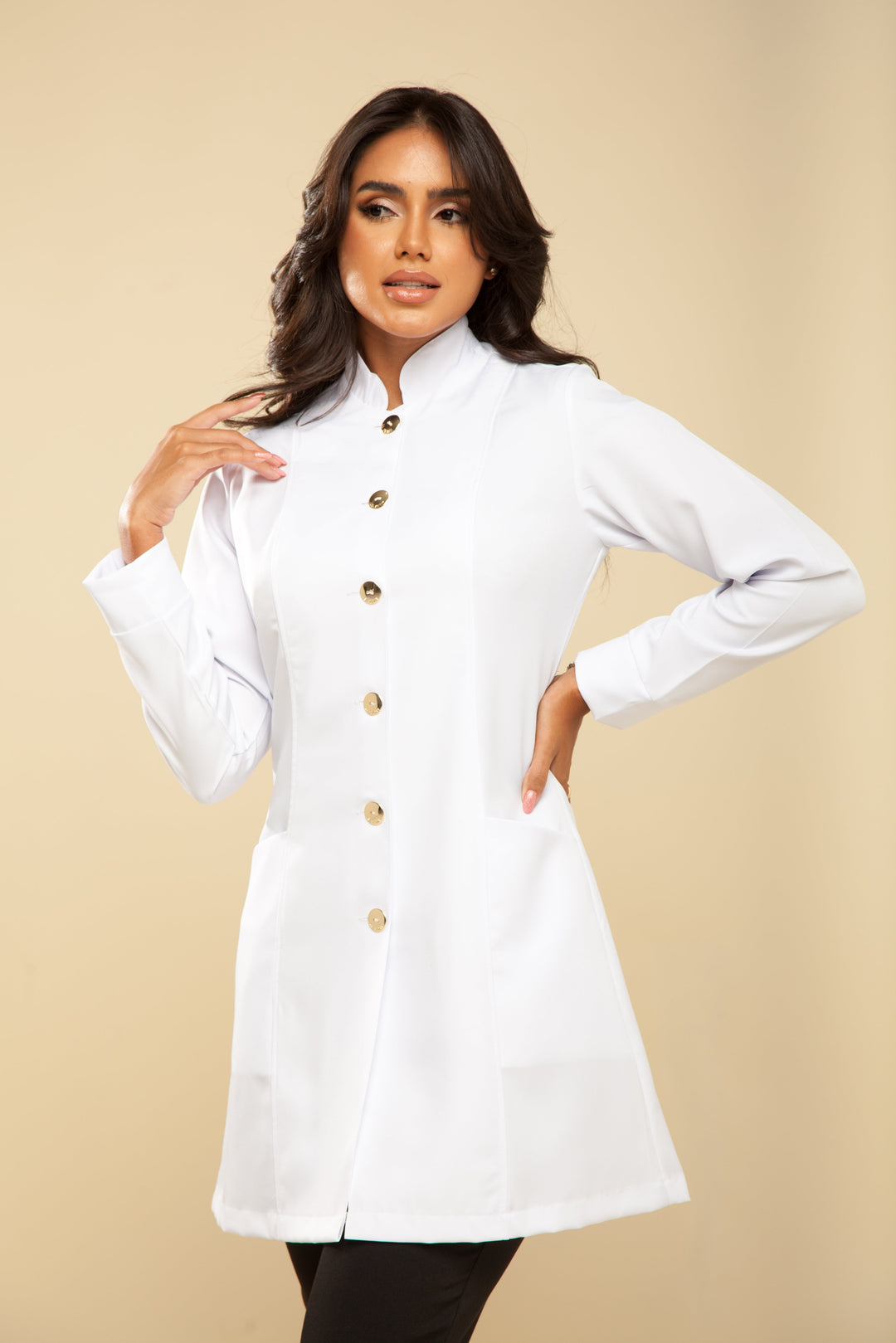 Marseille white lab coat with clean back design