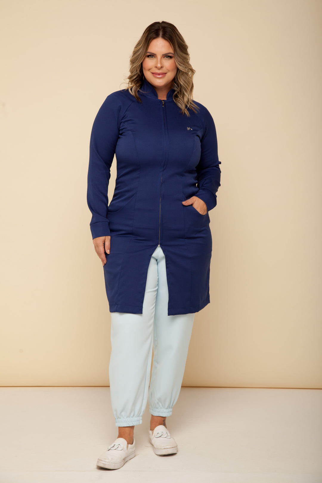 Louise women’s navy medical coat with premium design