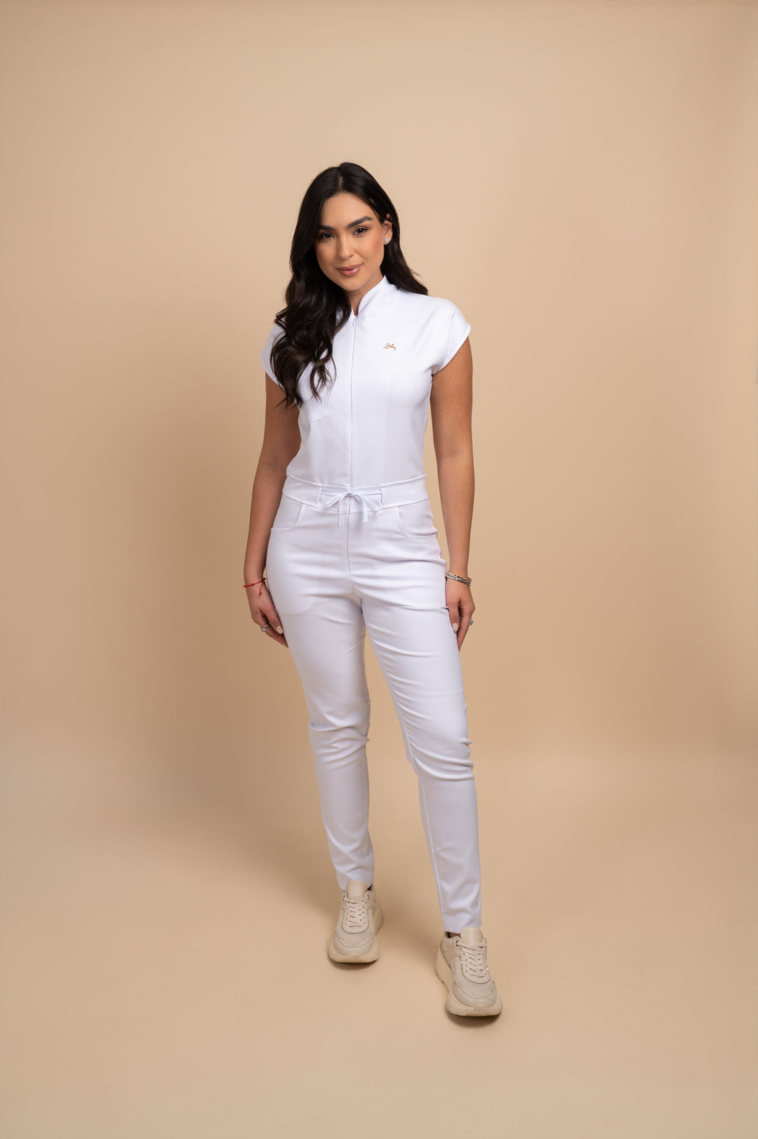 Womens white scrub jumpsuit Alexia