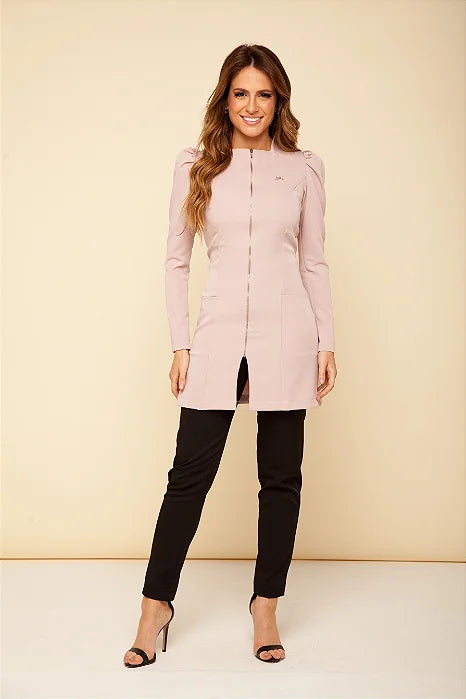 Lille women’s rose lab coat with elegant square collar